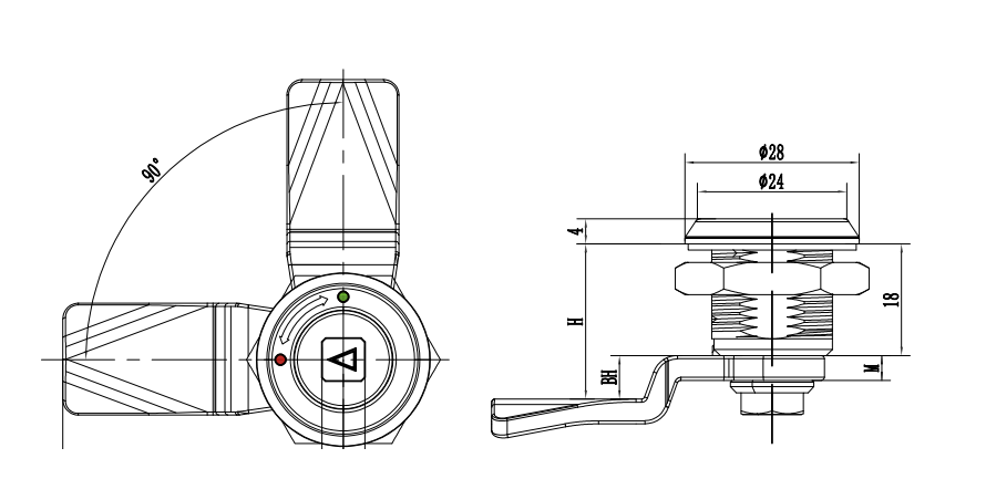 Quarter turn lock IP65 Stainless steel,with marking D1-1440