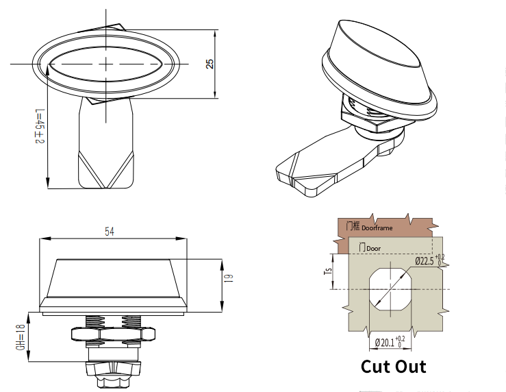 Quarter Turn Lock MS414 size
