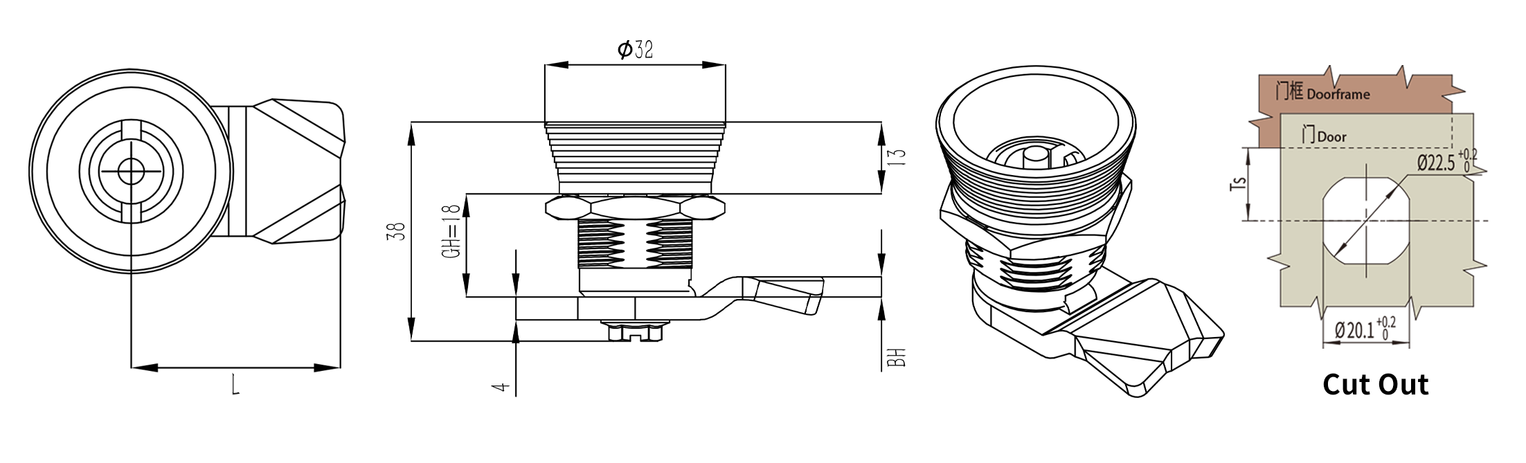Quarter Turn Lock MS702 size