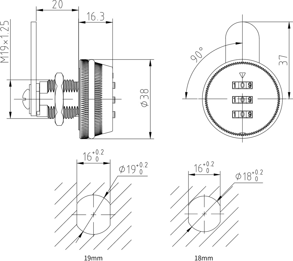 Quarter Turn Latch Combination Lock