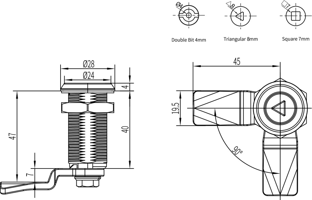 Quarter Turn Latch D1-1404(MS705-40)