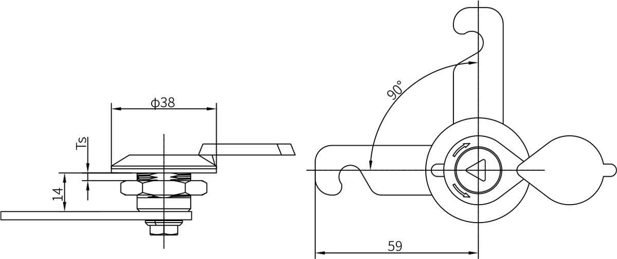 Quarter Turn Latch D1-1411(MS401-3)