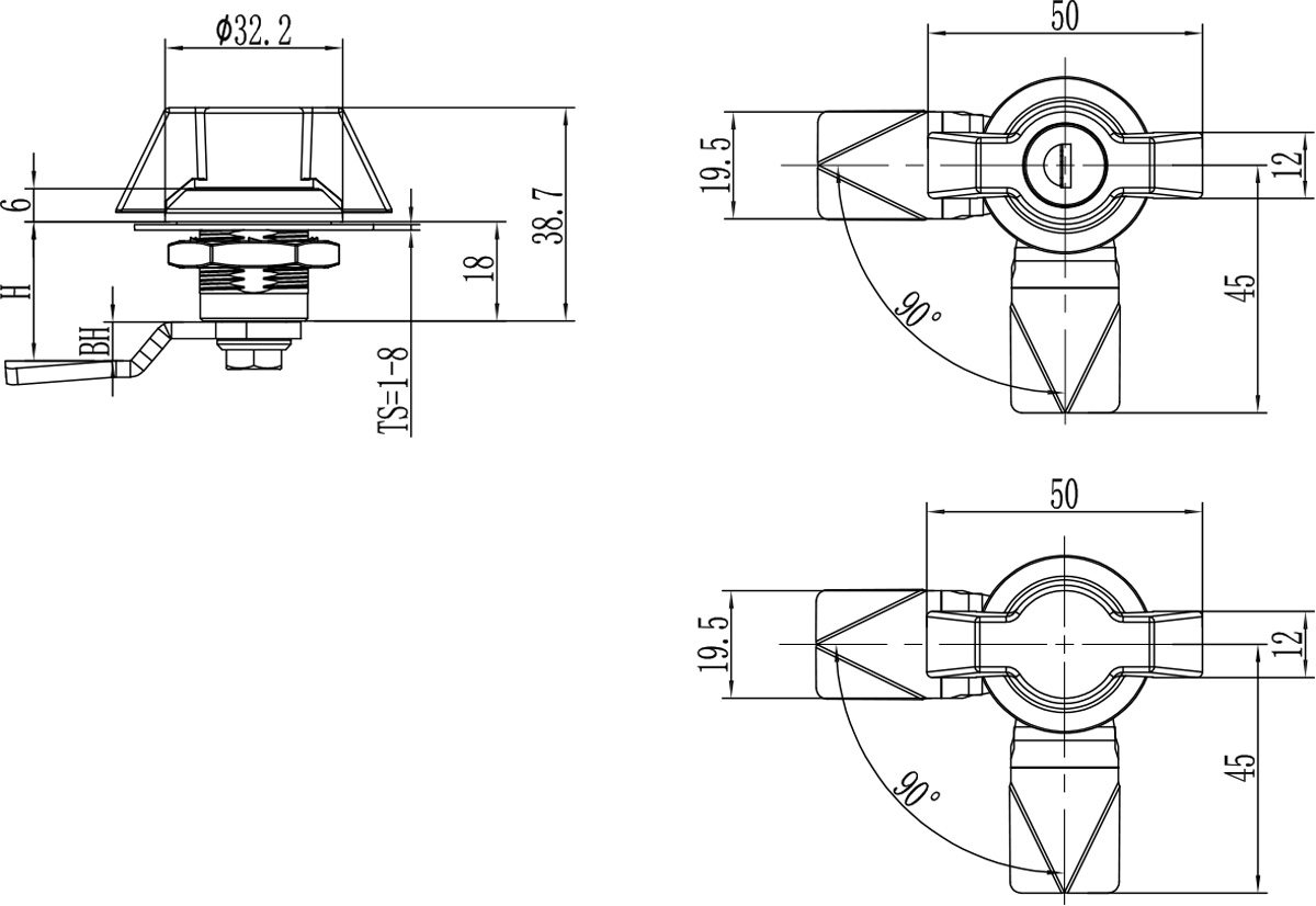 Quarter Turn Latch D3-1512(MS408-1)