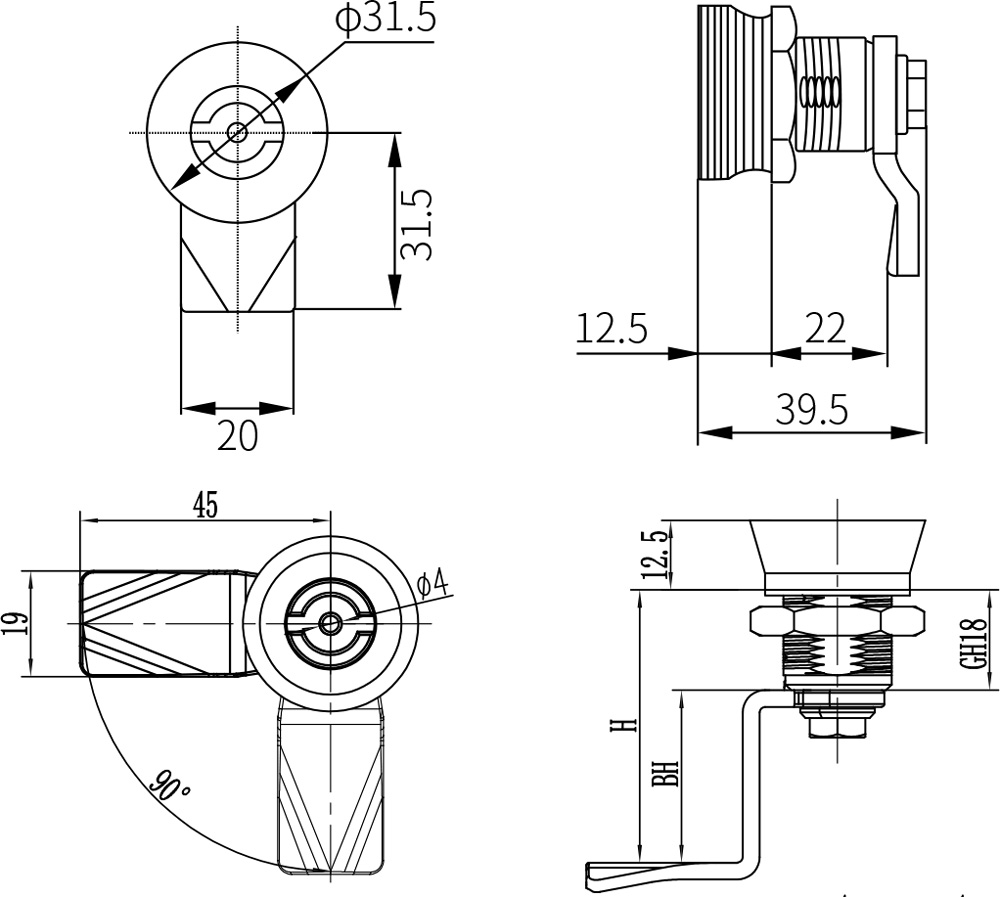 Quarter Turn Latch MS702