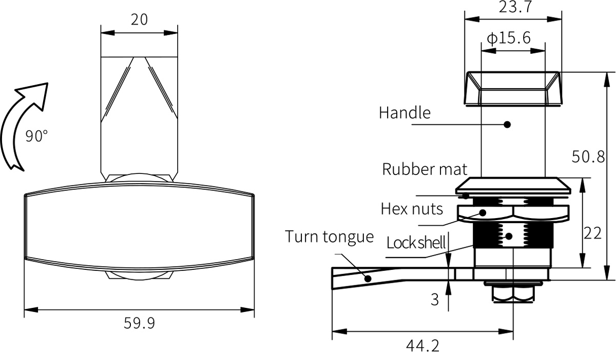 Quarter Turn Latch MS705-3U