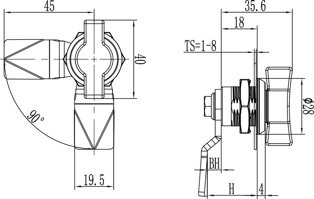 Quarter Turn Latch MS714-2(D4-1611)