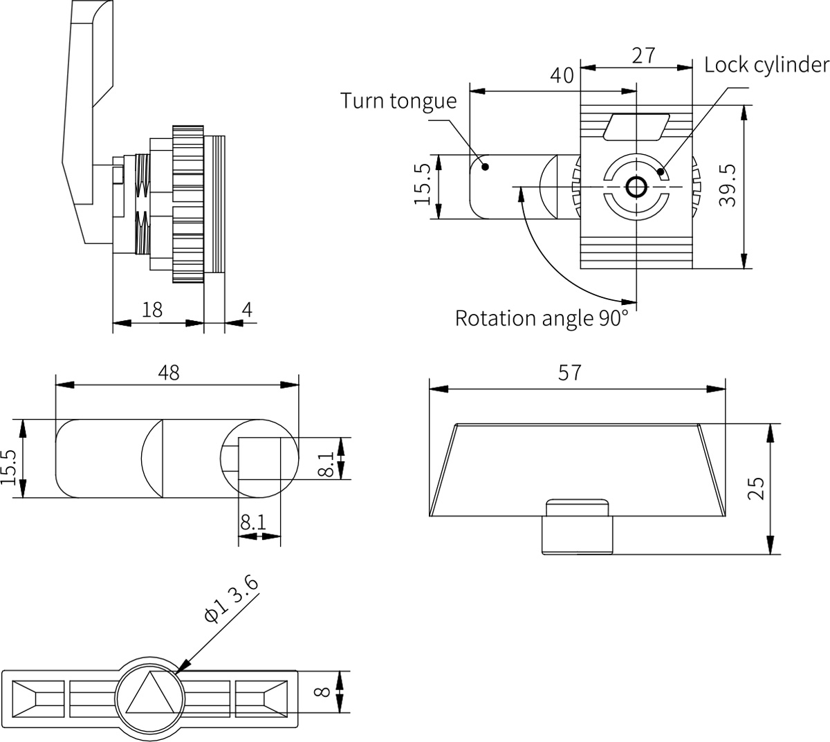 Quarter Turn Latch-New Foundation Lock (Plastic)