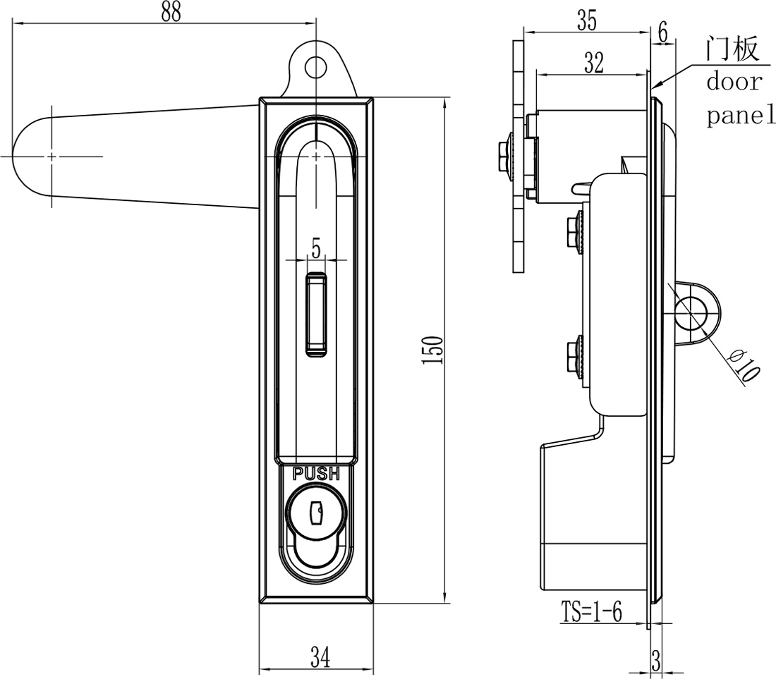 Swing Handle Lock A-1818-G(MS480-2)