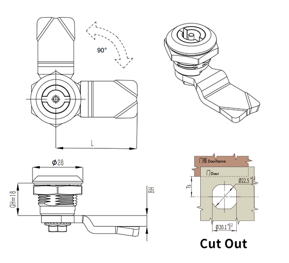 Quarter turn lock MS705 size