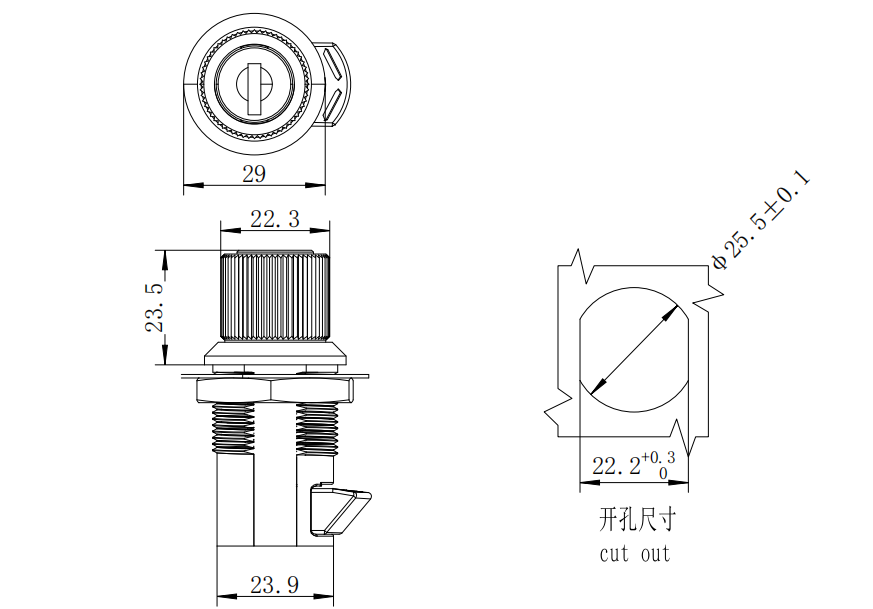 Push to cloese latch, key lock, zinc alloy, chrome plating, bright