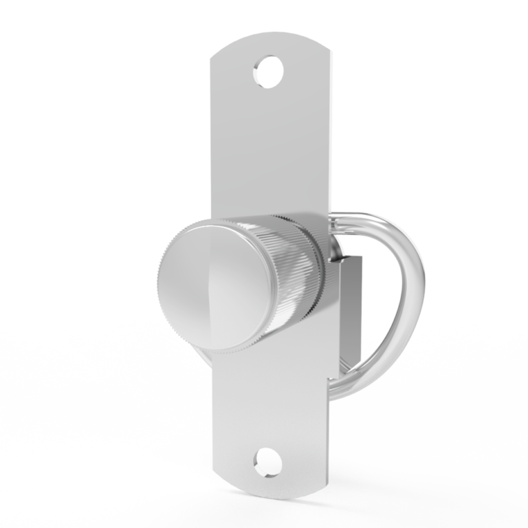 Compression latch, Self-adjusting Latch, Subsize, knurled knob, tool lock, rivet/screw through hole mount, smooth, Stainless steel, primary color, C7-1005