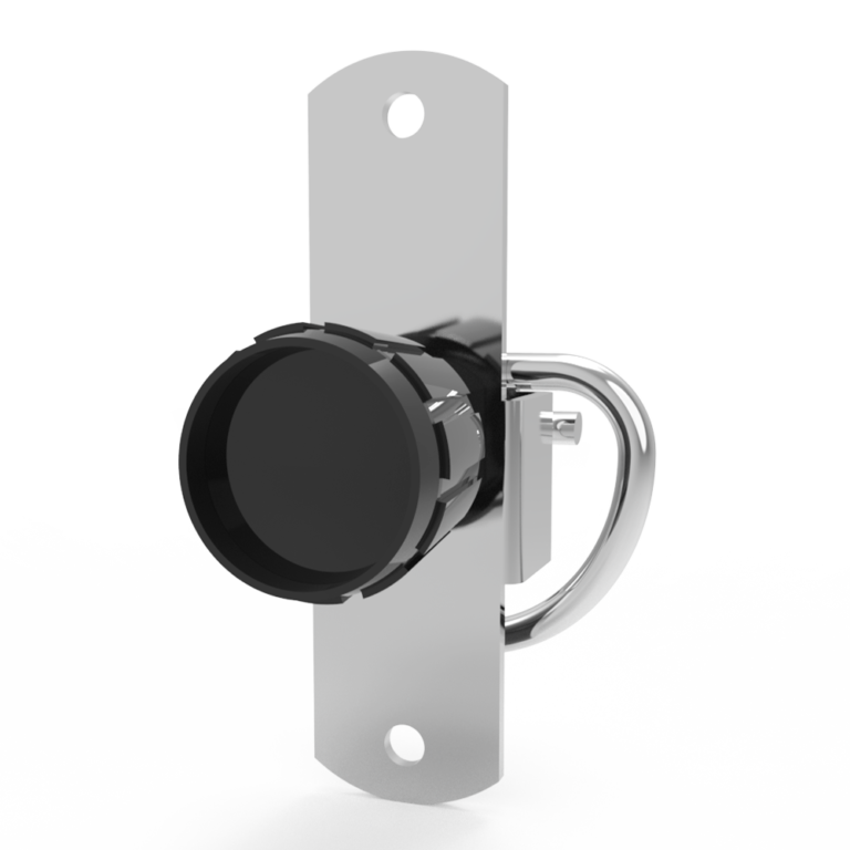 Compression latch, self-adjusting Latch, large, plastic knob, tool lock, rivet/screw through hole mount, smooth, Stainless steel, primary color, C7-1013