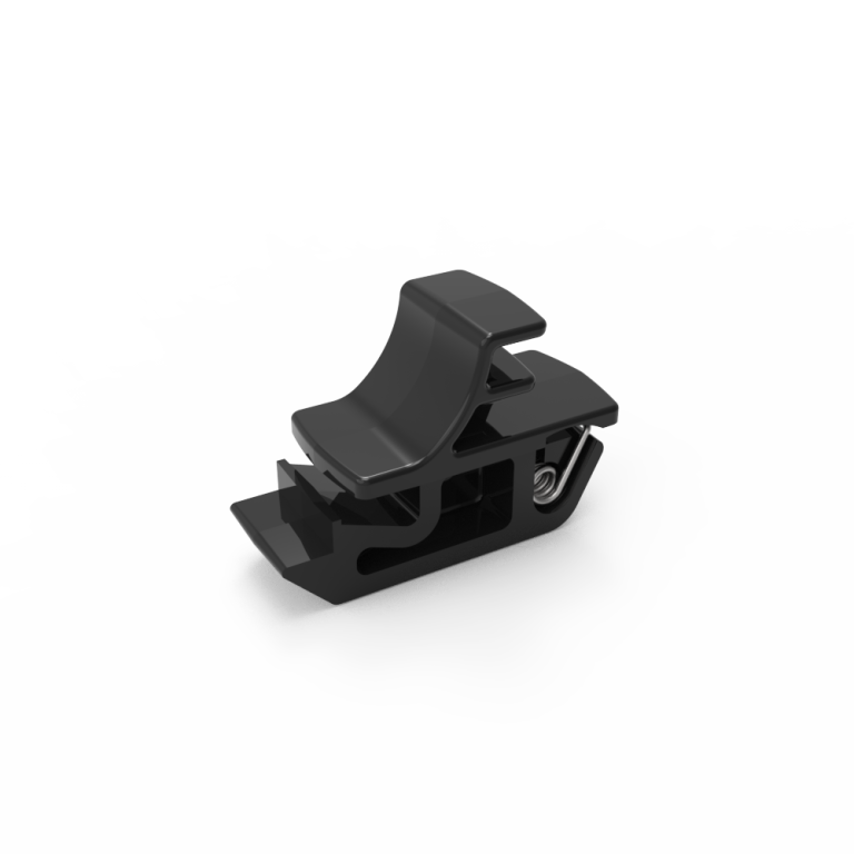 Push-to-Close Slide Latch, Snap-in, Small Size, 1.2mm (.050 in) Panel Thickness, 4.8mm (.190 in) Total Grip, ABS, Black