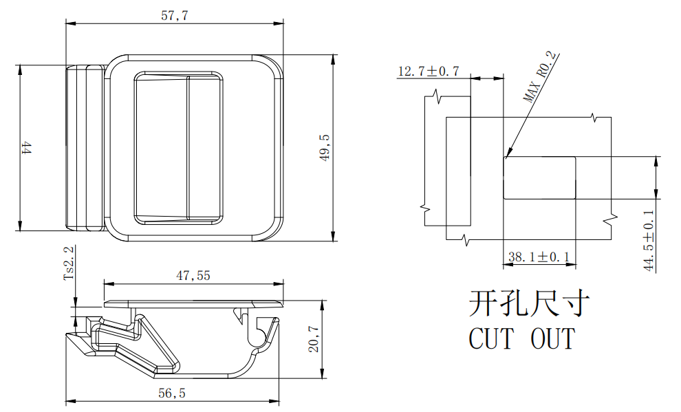 Push-to-Close Slide Latch DK728-4 size