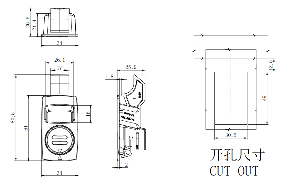 Psuh-to-close latch, DK729-2 size