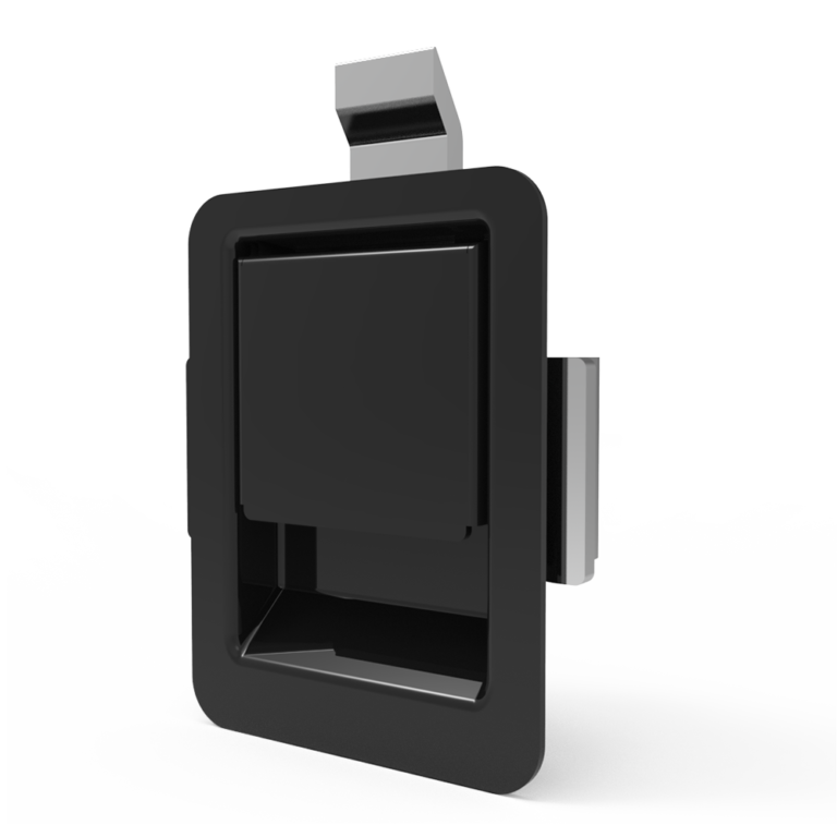 Paddle latch, Small Size, 4.4 - 5.2 mm (. 17 - .2 in) Grip, Stainless Steel, Powder coating, black MS910-2