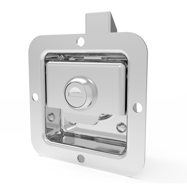 Paddle latch, small size, key lock, rivet mount, stainless steel, polished finish, MS914-A1
