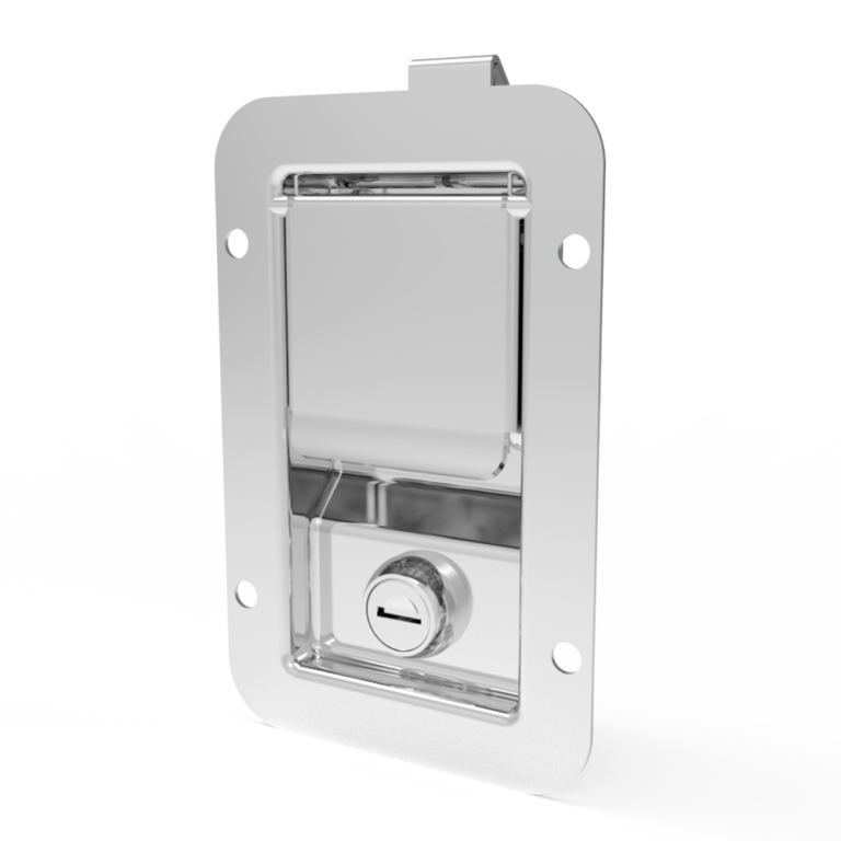 Paddle latch, large size, key lock, rivet mount, stainless steel, polished finish MS915-1