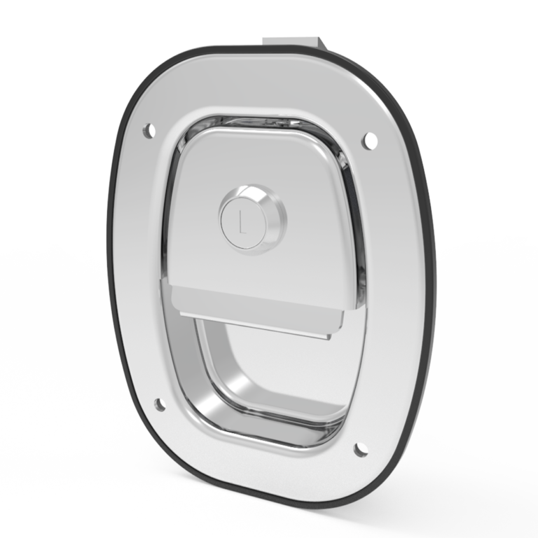 Paddle latch, large size, key lock, rivet mount, stainless steel, polished finish MS916-1-A1