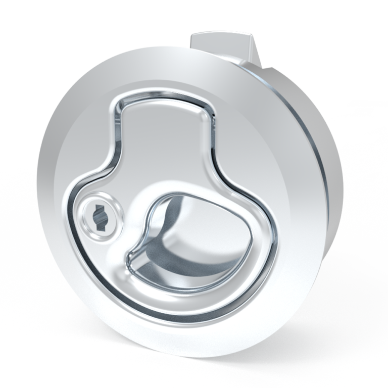 Push-to-Close Latch, Medium Size, key lock, 2 - 7mm (.075 - .275 in) Door thickness, 25.5mm (1.00 in) Grip, zinc alloy, chrome plating, bright,M1-1102-20