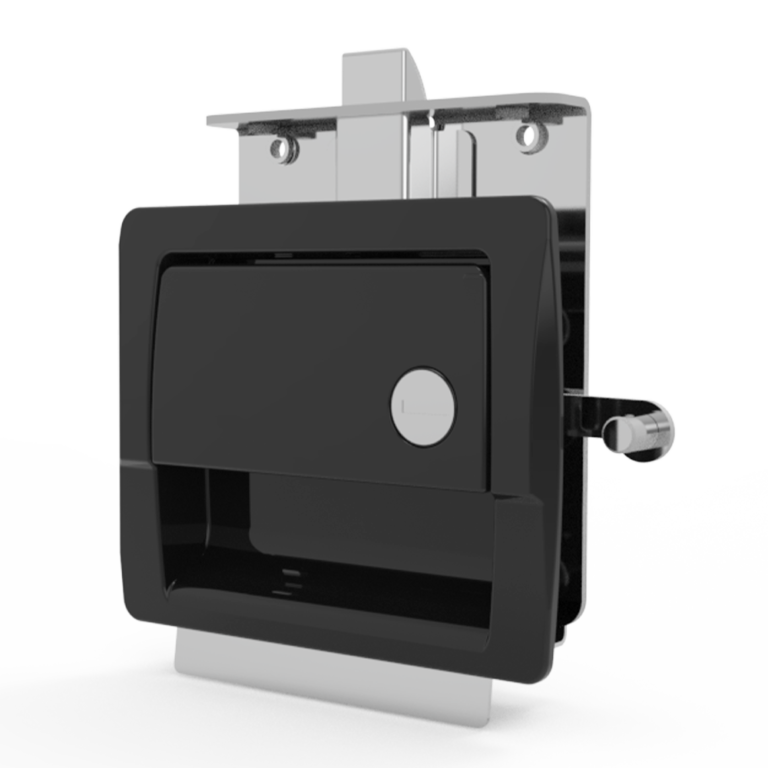 Paddle latch, right,two point lock, impact door,K200 key locking, zinc alloy, powder coating, black ,MS918-2