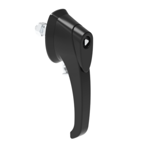 Quarter CAM latch, L-handle with padlock, Triangle 8,with CAM, zinc alloy, powder coating, black,B-1520-038-10