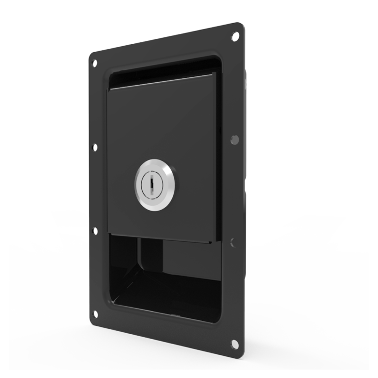 Paddle latch, large,CH751 key locking, stainless steel, powder coating, black,MS919-1-10