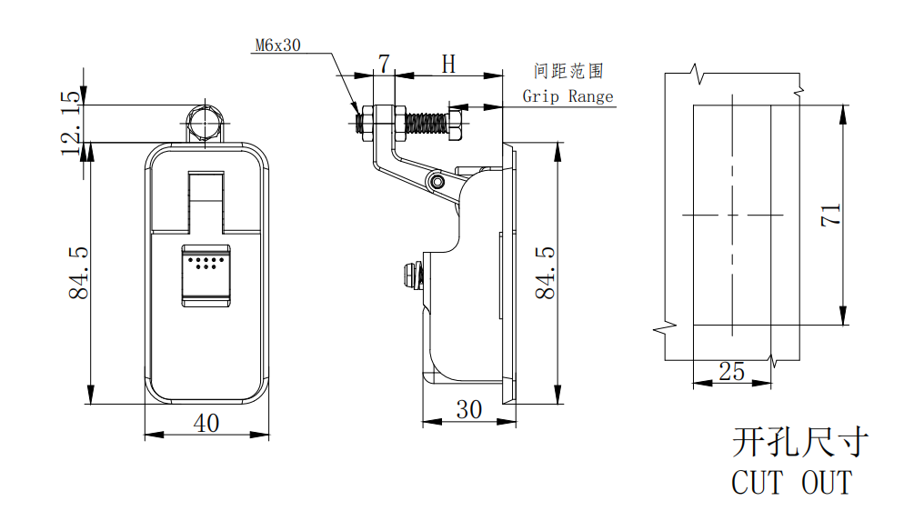 Compression door lock A-1446-20-10 size