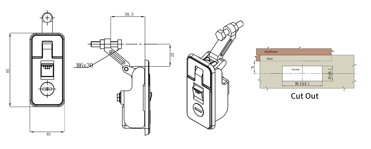 Swing Handle Lock A-1446 small size