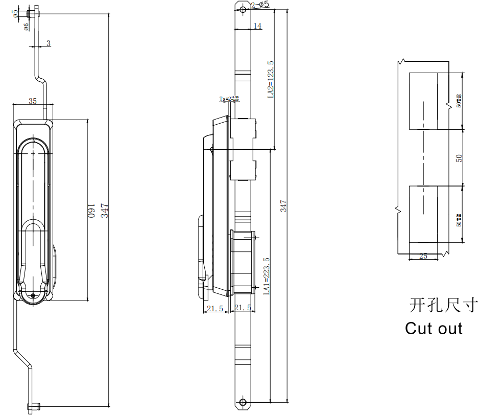 Swing Handle Lock MS840-1-C-10 size