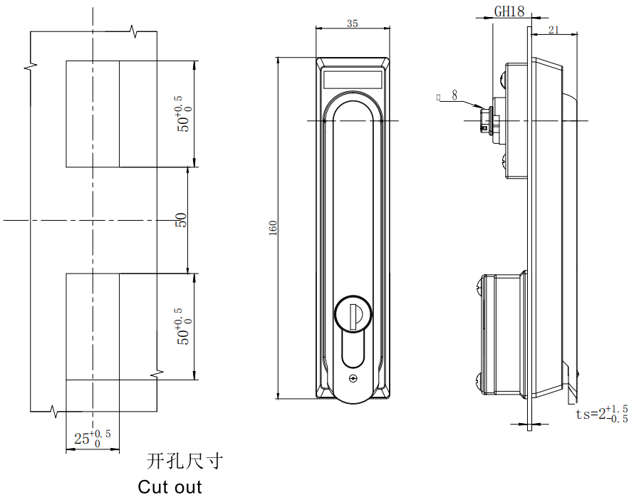 Swing handle lock MS840-2-NC-10 size